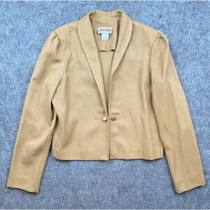 Vintage Jerell of Texas Blazer Womens Small Camel Cropped Chain Button Career